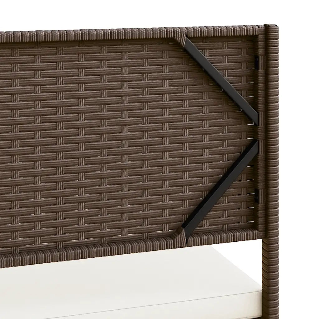 Divano da Giardino con Tavolo e Cuscini a L-Sofa da giardino Marrone Polyrattan