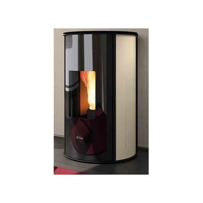 COLA LAK4A10Y Stufa a pellet WAVE materiale acciaio e ceramica installazione libera installazione colore Avorio