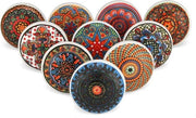 Pomelli ceramici a mano dipinti per cassetti e ante, set da 10, disegno mandala