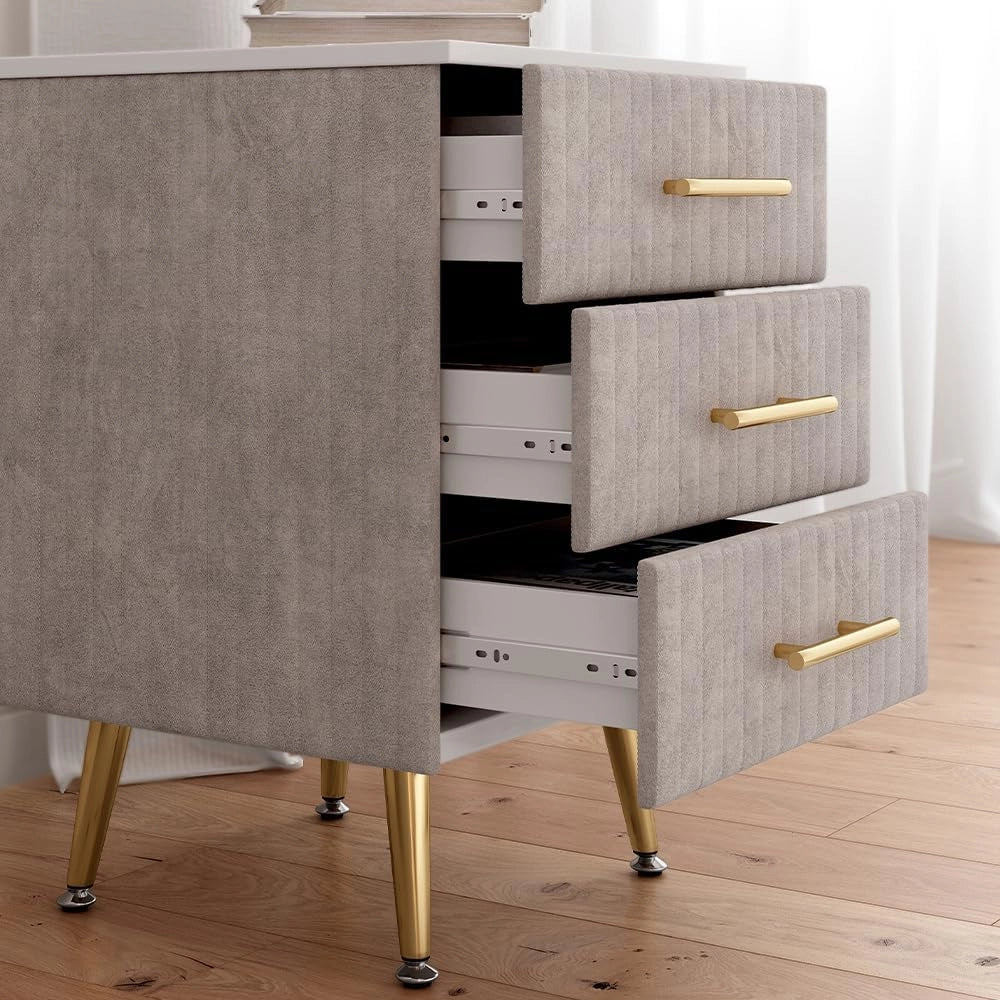 Comodino Velia, Grigio, 41 x 62 cm Set di 2