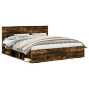 Letto matrimoniale | Letto per adulti | Struttura del letto Rovere fum¨¦ 200 x 200 cm Legno multistrato