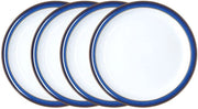 Set di piatti in ceramica imperiale azzurro medio - resistente a lavastoviglie e forno a microonde, 22 cm - servizio di ceramica azzurro e bianca - piatti per pranzo resistenti a graffi e cadute