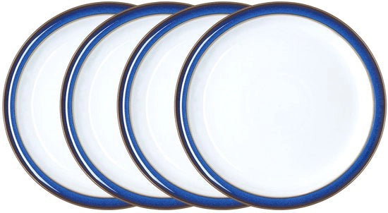 Set di piatti in ceramica imperiale azzurro medio - resistente a lavastoviglie e forno a microonde, 22 cm - servizio di ceramica azzurro e bianca - piatti per pranzo resistenti a graffi e cadute