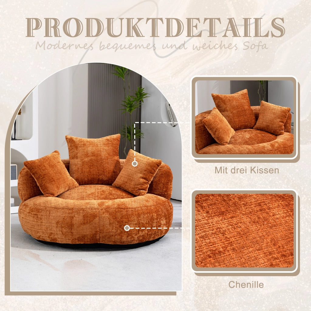 POLTRONA Sacca Relax 108x108x52 cm Chenille Arancione