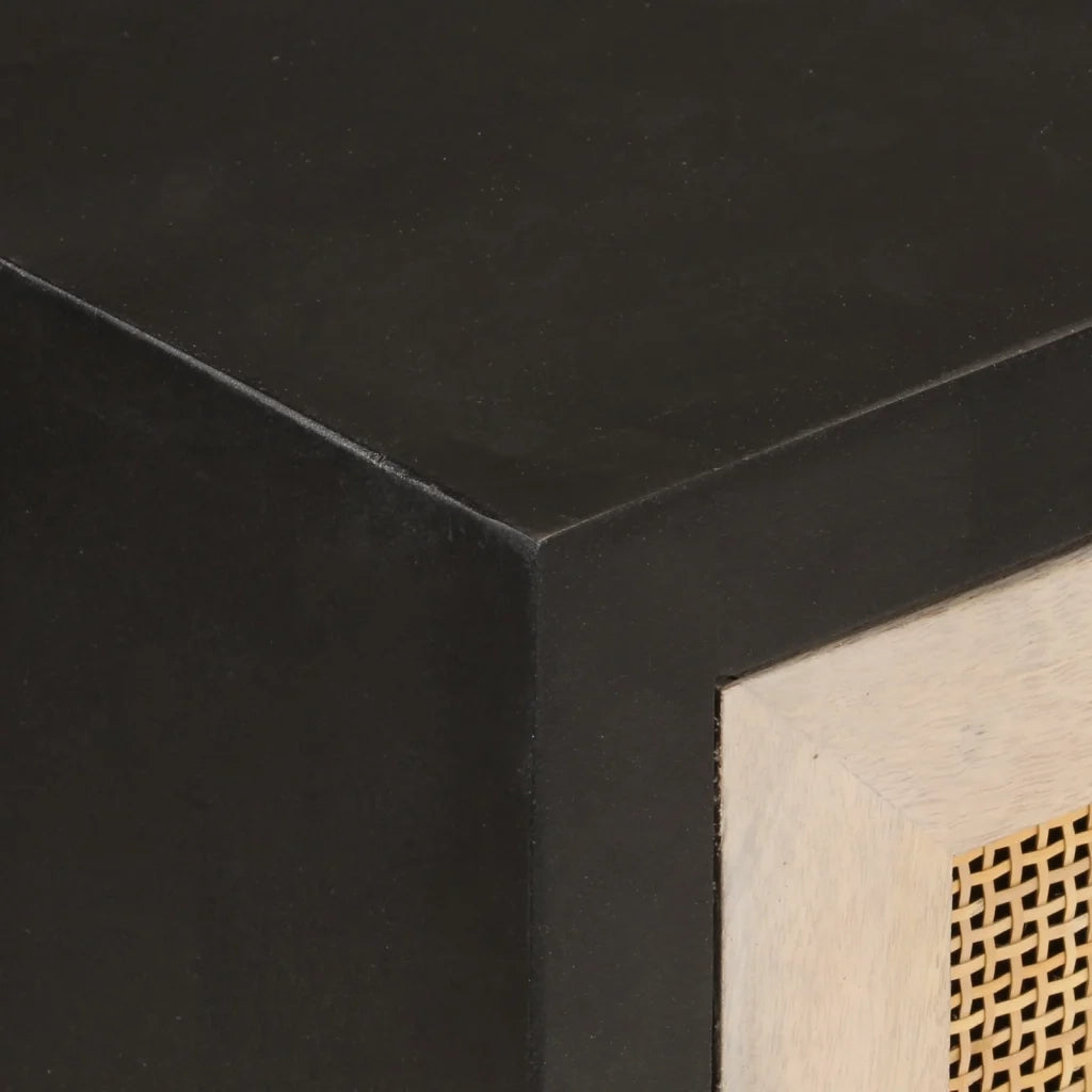 Credenza Nera 55x30x76 cm in Legno Massello di Mango e Ferro 372000