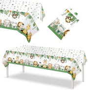 Tavolo da Pranzo Jungle/Safari - Rettilineo 108 x 180 cm - Tavolo da Pranzo con Animali - Tavolo da Pranzo per Feste - Lavabile - Sicuro e Comodo - Tavolo da Pranzo per Feste
