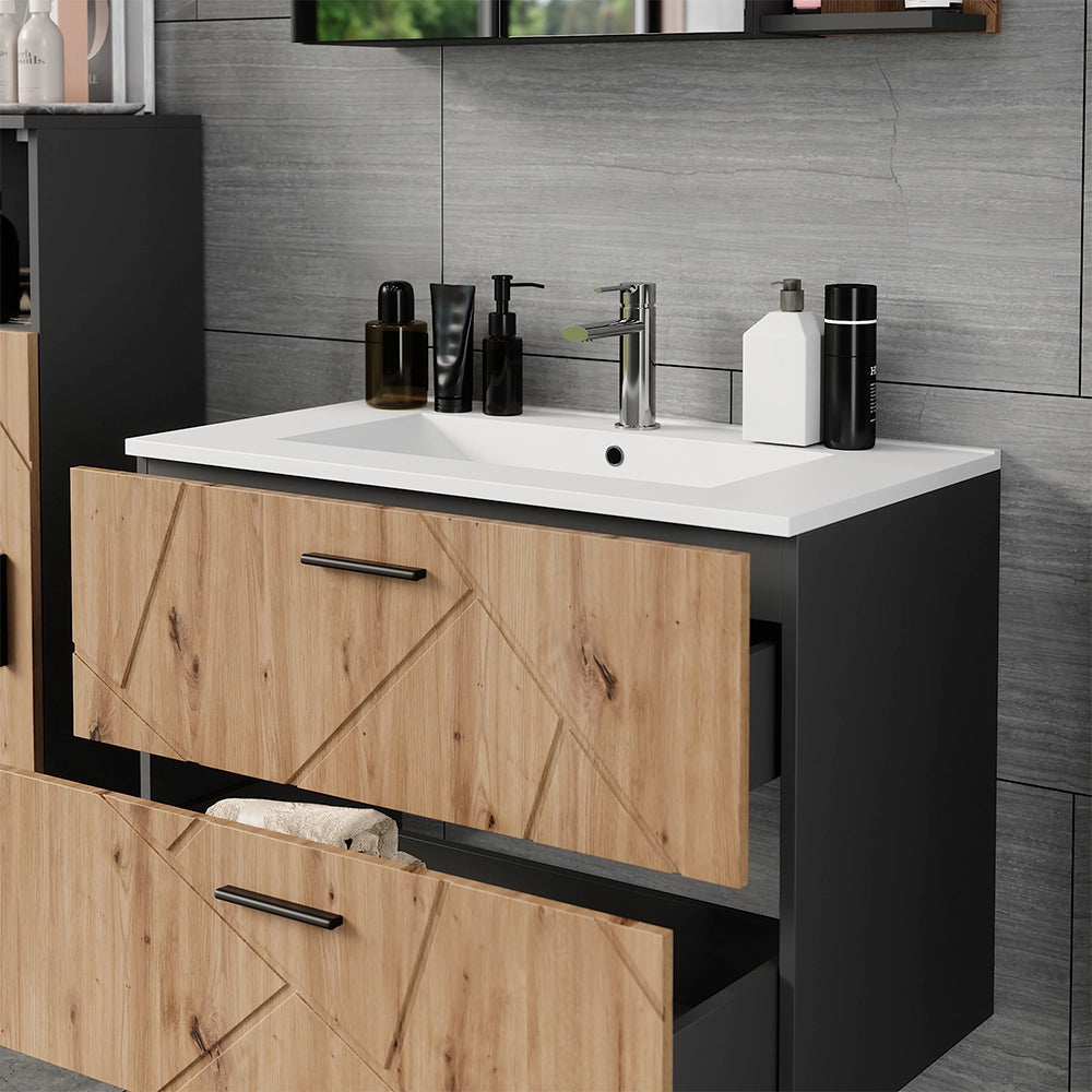 Vicco Set di mobili da bagno Antracite/Artisan 2 parti