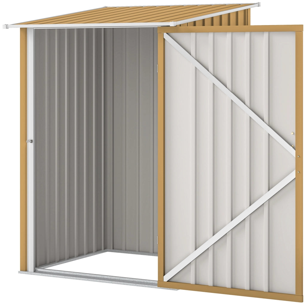 Casetta da Giardino Porta Attrezzi in Acciaio Galvanizzato con Porta a Battente, 100x104x160 cm, Giallo