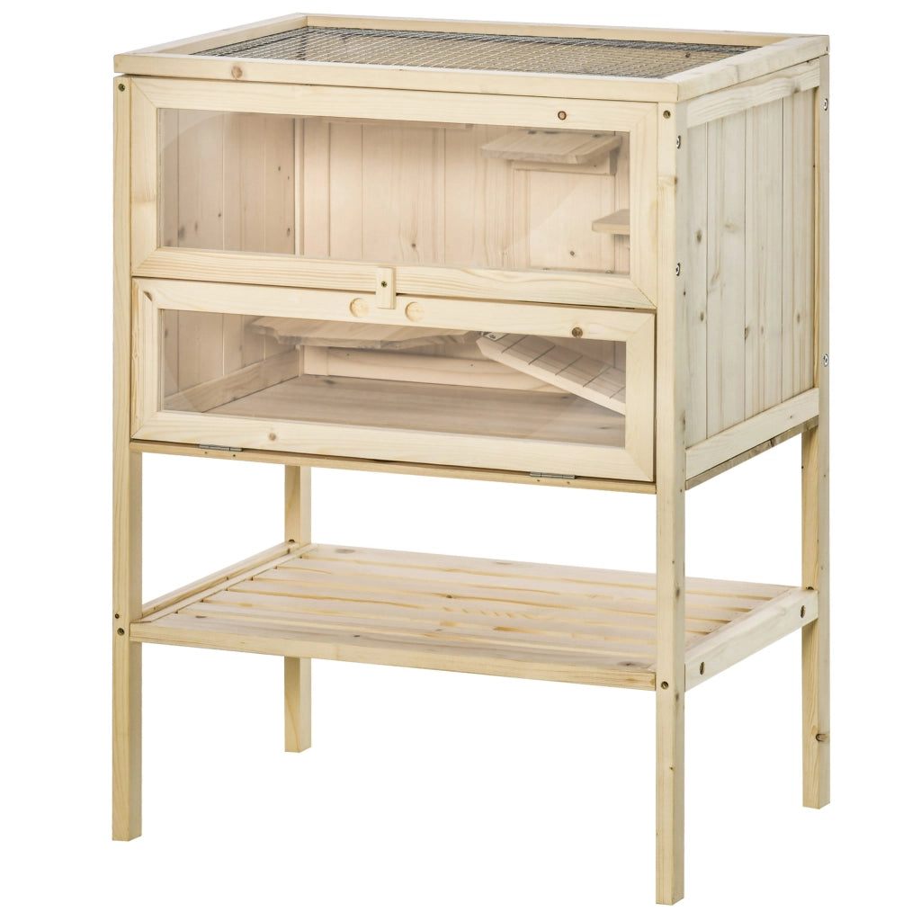 Casetta per Criceti e Topi con 5 Piattaforme ¨C zephmum ¨C Legno Naturale 60x40x80 cm