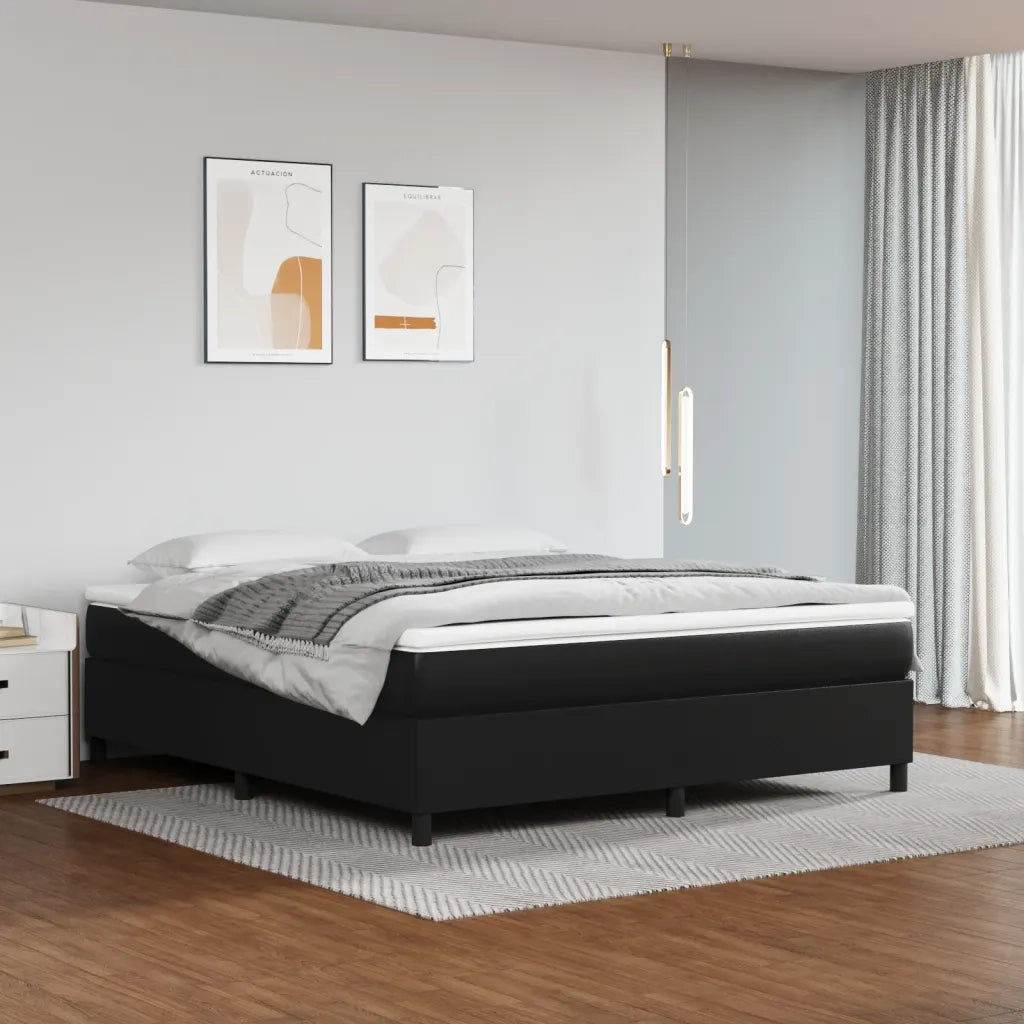 Struttura Letto a Rete a Molle Nero 160x200 cm in Similpelle 3121053