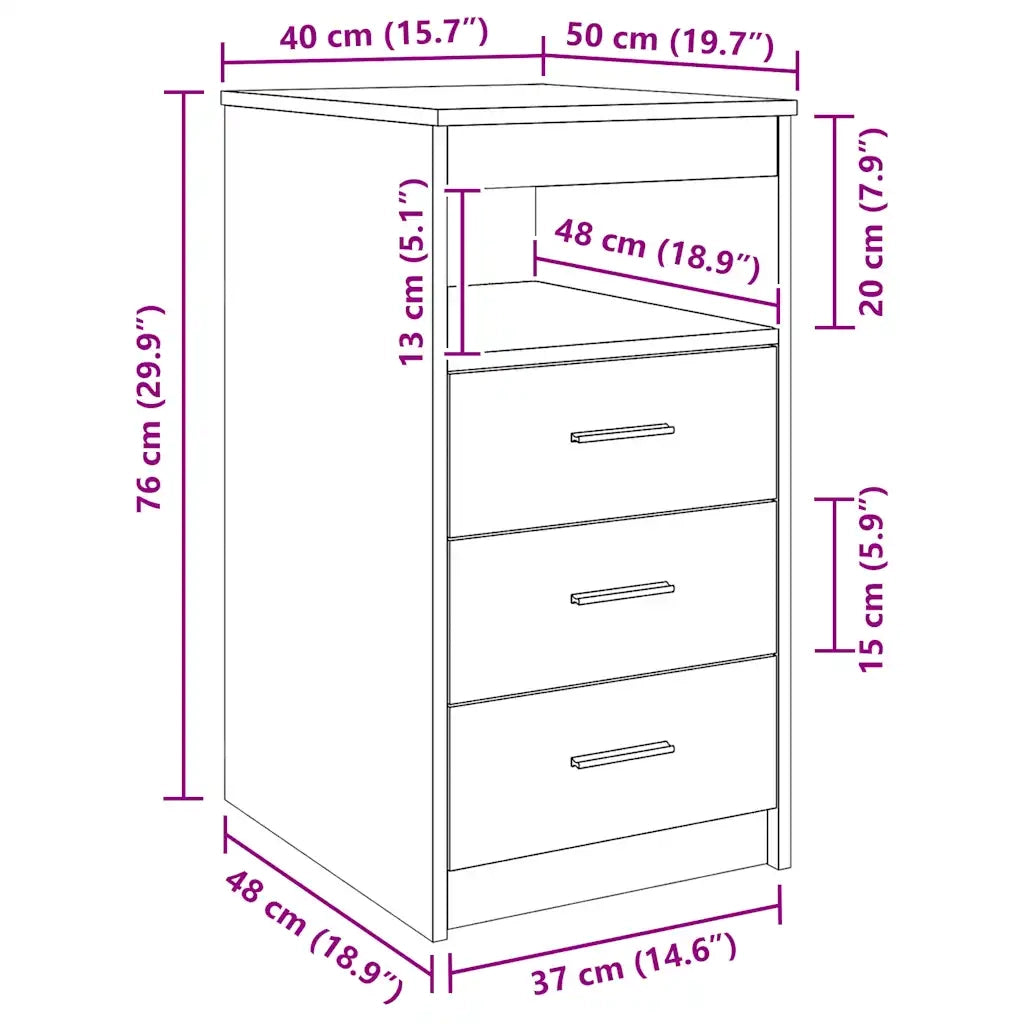 Cassettiera Bianca 40x50x76 cm in Legno Multistrato cod mxl 53150