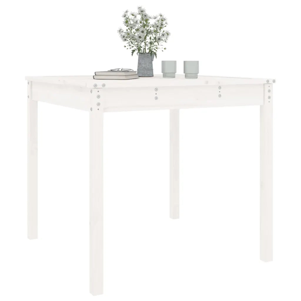 Tavolo da Giardino Bianco 82,5x82,5x76cm Legno Massello di Pino 823963