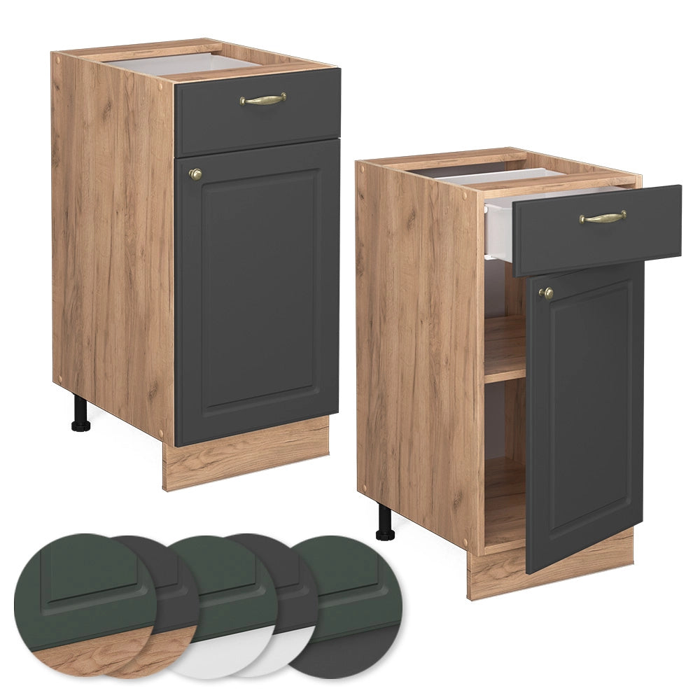 Mobiletto base per cucina Fame-Line Antracite-oro/Rovere dorato 40 cm senza piano di lavoro Vicco