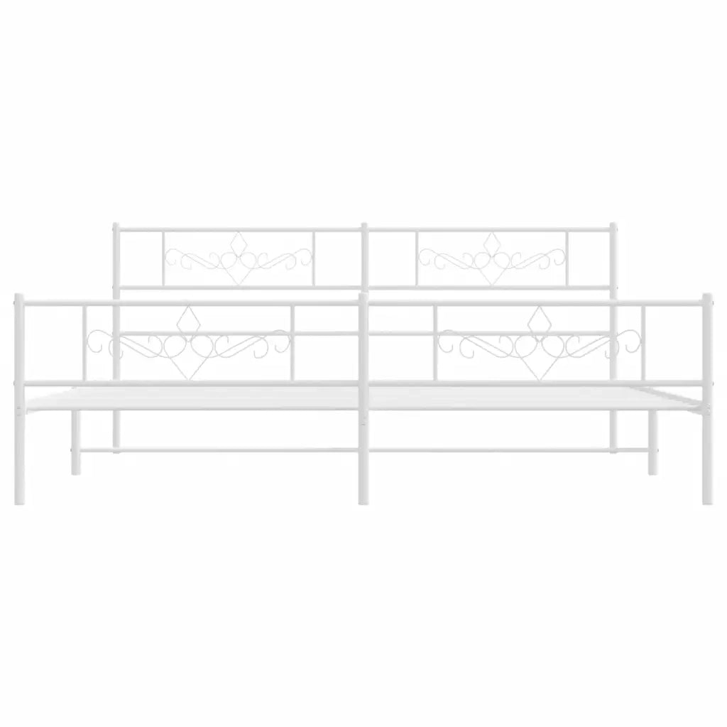 Giroletto con Testiera e Pediera Metallo Bianco 200x200 cm 355341
