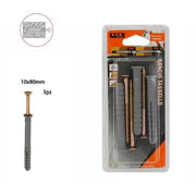 Trade Shop - Set 3pz Tasselli Fisher Viti Vite Chiodi Gancio Tassello Misura 10 X 80 Mm 69056 -