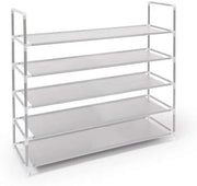 Scarpiera mobiletto portascarpe e portastivali 5 ripiani capienza fino a 25 paia 90,5 cm bianco 13_0001028