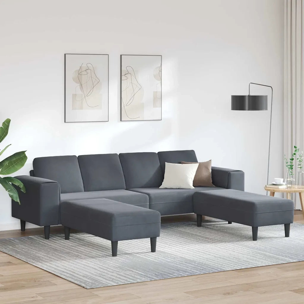 Set di divani 3 pcs Grigio scuro Velluto