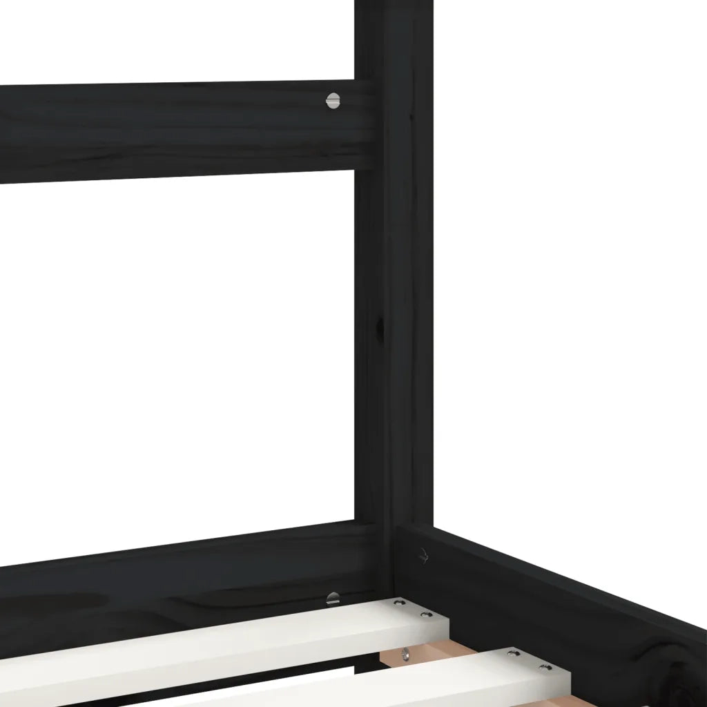 Giroletto per Bambini | Letto Infantile | Lettino Nero 90x190 cm in Legno Massello di Pino