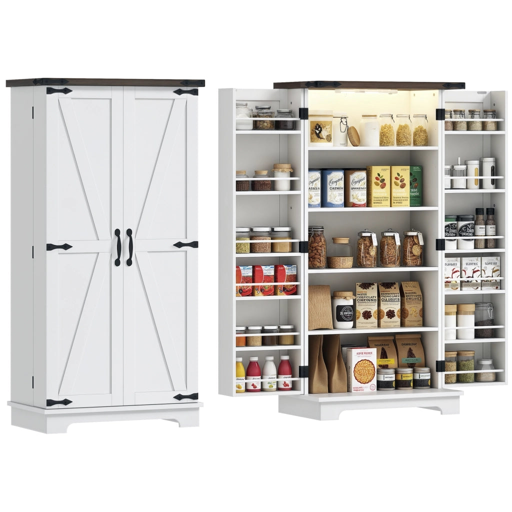 Mobile Cucina con 12 Ripiani ¨C Xylo ¨C Bianco con Luce LED, 60x40x120 cm