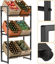 3x Carrello per 6 Bottiglie con Pedane Regolabili 71x32x140cm Nero