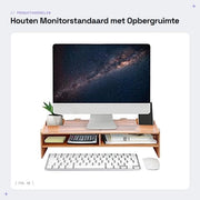 Monitor standaard ergonomico in legno - Monitor elevatore per schermo - Standa per laptop e tastiera - Elevatore per schermo con spazio di stoccaggio - Installazione facile - Elevatore per schermo ergonomico