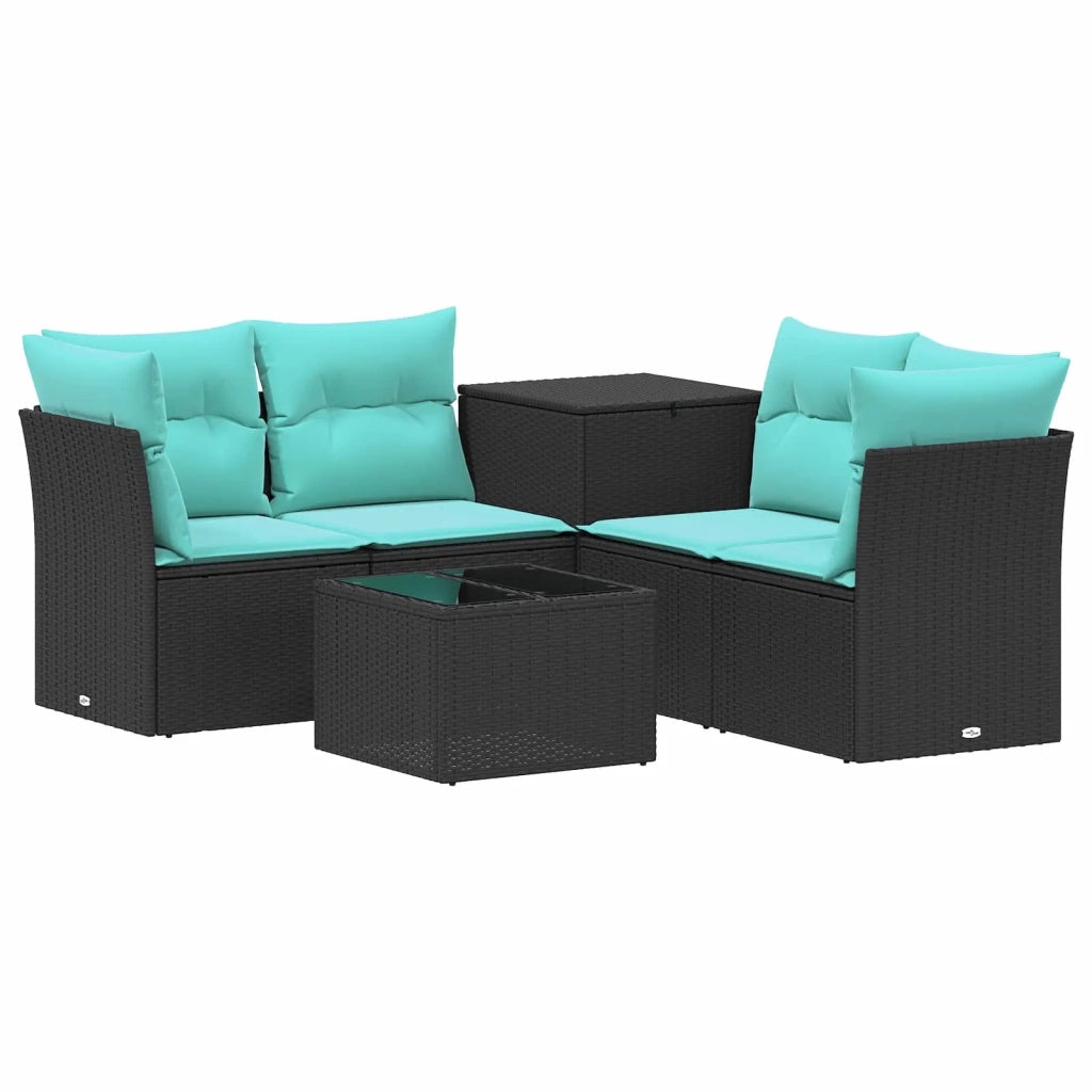 Set di divani 6 pz Nero e Blu 55 x 55 x 37 cm 3447336