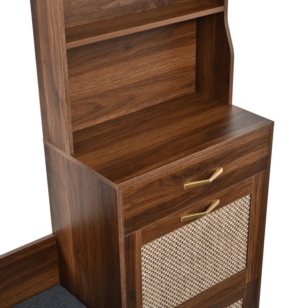 Mobile ingresso con 3 ante e ganci - per ingresso - in MDF - 100 x 30 x 170 cm - noce