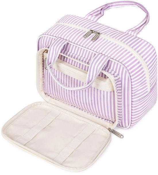 Borse da toilette grandi per donne & grande borsa cosmetica, borse da toilette per donne, borse da trucco per uomini & borse da toilette grandi per bambini (linee blu)