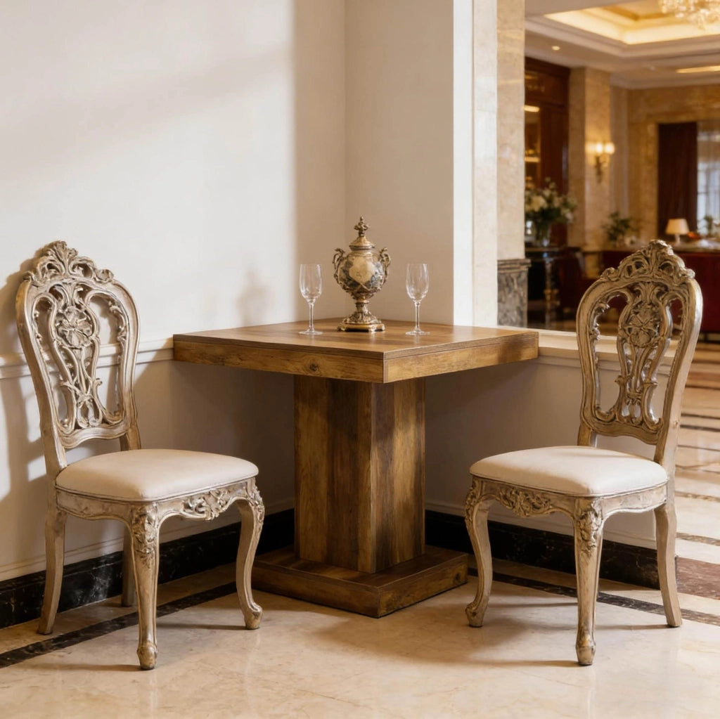 Tavolo da Pranzo Quadrato in MDF con Design Compatto e Stile Country