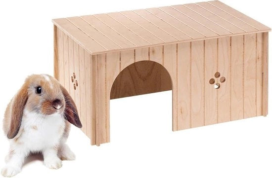 Recinzione per conigli senza rampe estese fatta di legno FSC - ingresso per aperture di ventilazione - 2990 g