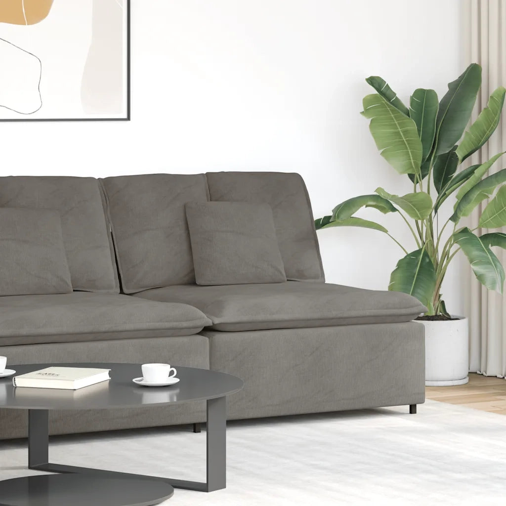 Modulo Centrale Divano Modulare con Cuscini Grigio Chiaro 100cm