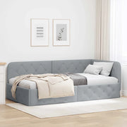 Cornice del letto ad angolo Grigio chiaro 90 x 200 cm Tessuto 42016495