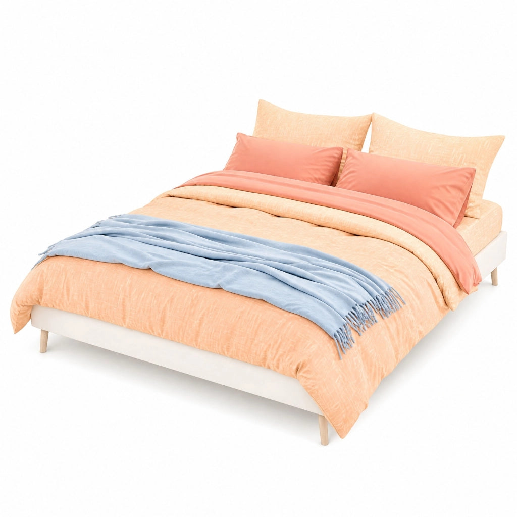 Letto matrimoniale moderno 160x200 cm in tessuto e metallo; beige