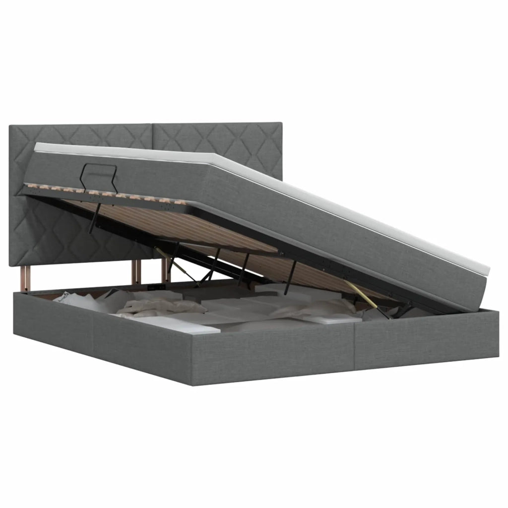 Letto con contenitore e materasso Grigio Scuro 140 x 200 cm 3459571