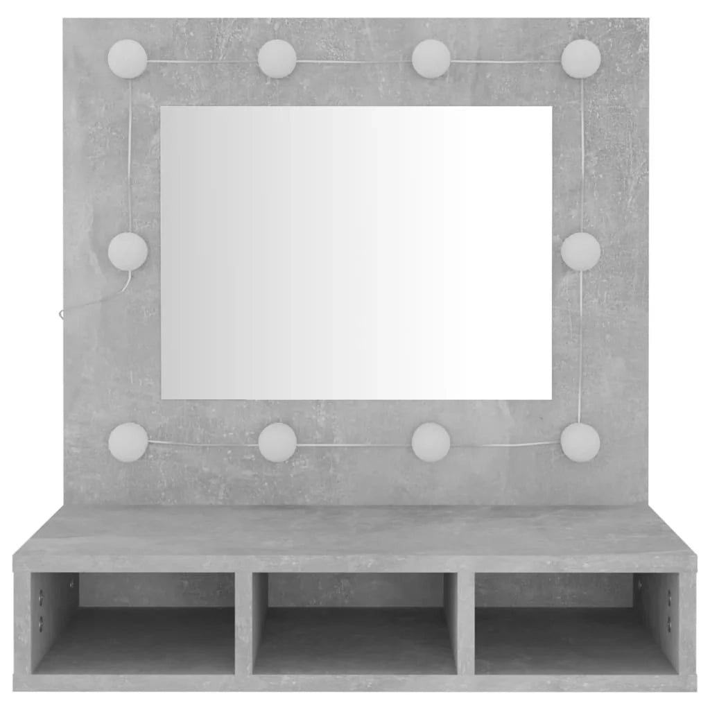 Armadio a specchio con illuminazione a LED 60 x 31,5 x 62 cm grigio 02_0006673