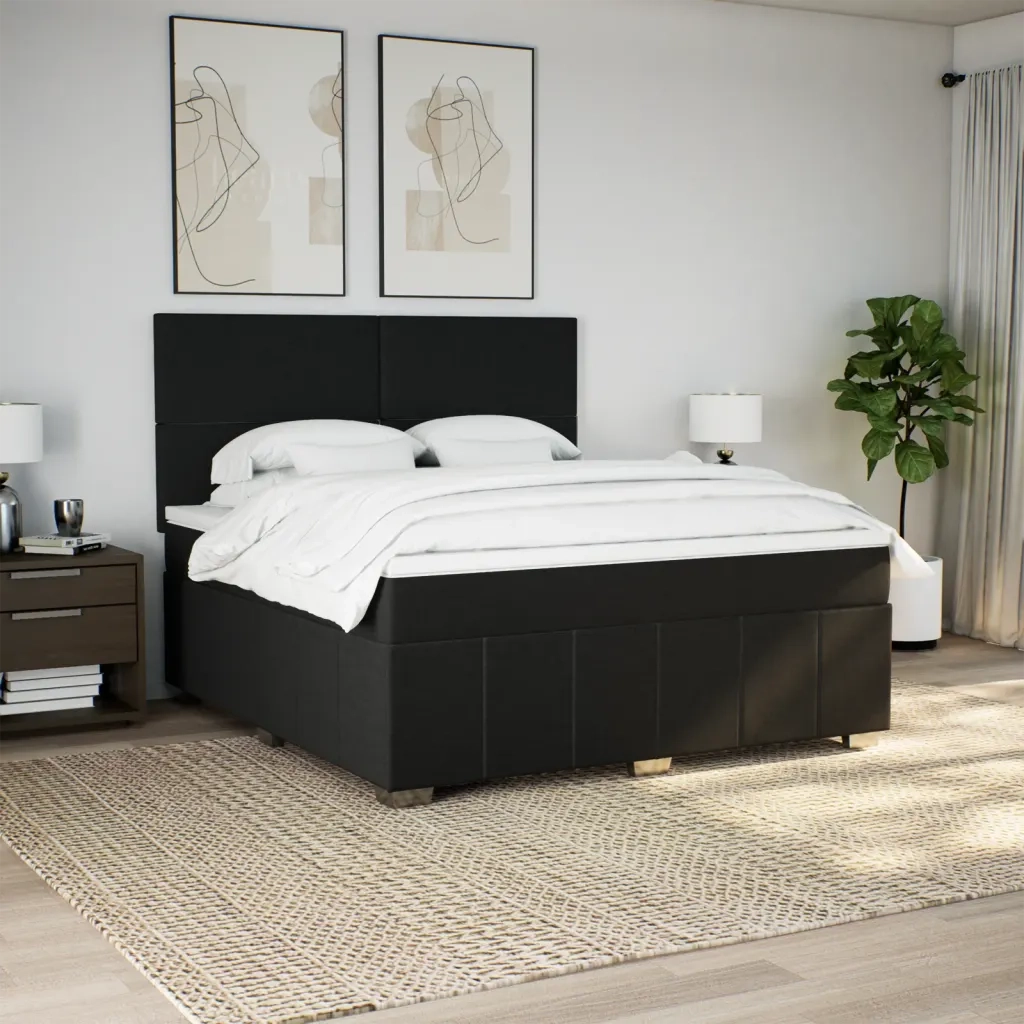 Giroletto a Molle con Materasso Nero 180x200 cm in Tessuto