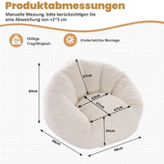 Pouf sacco da pavimento in memory foam; bianco; 45 x 41 x 28 cm; in poliestere
