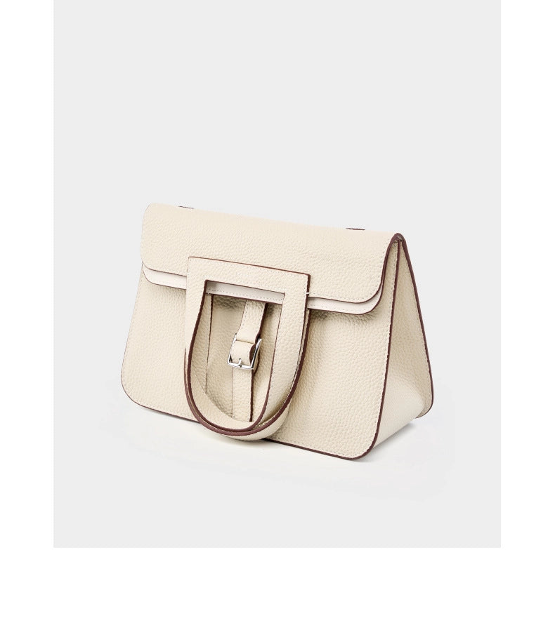 Borsa a mano casual da donna in vera pelle bianca