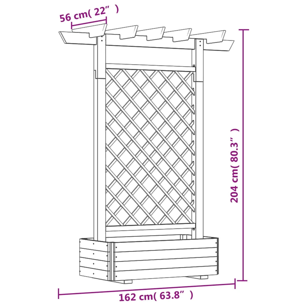 Fioriera con Pergolato da Giardino-Vaso di fiori 162x56x204 cm in Legno