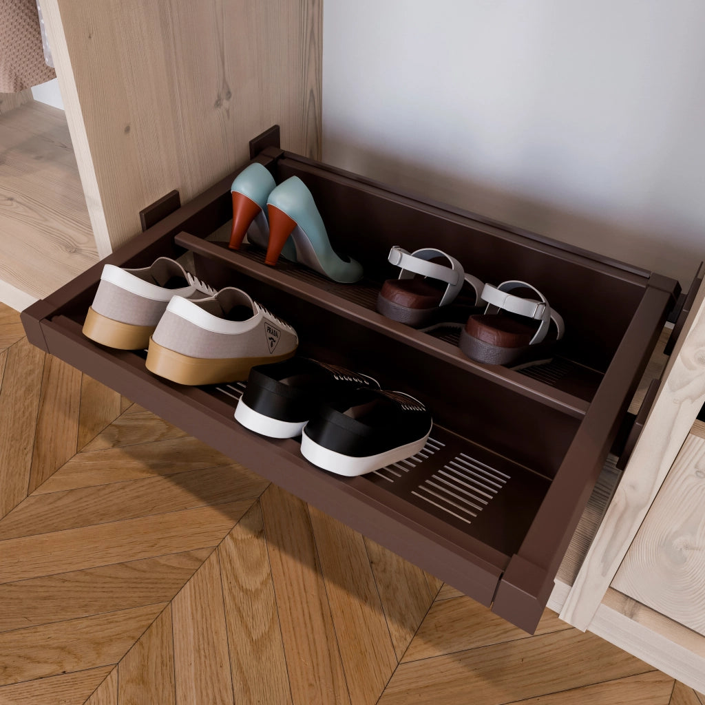 Emuca Cassetto porta-scarpe estraibile Moka, 864 - 894, Verniciato moka, Acciaio, 1 u.