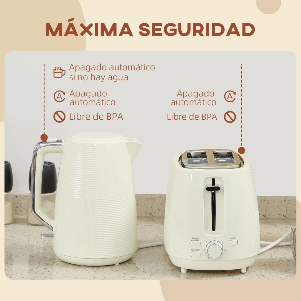 Bollitore Elettrico 2200W 1,7L e Tostapane 2 Fette ¨C Zephmum ¨C 2200W 1,7L