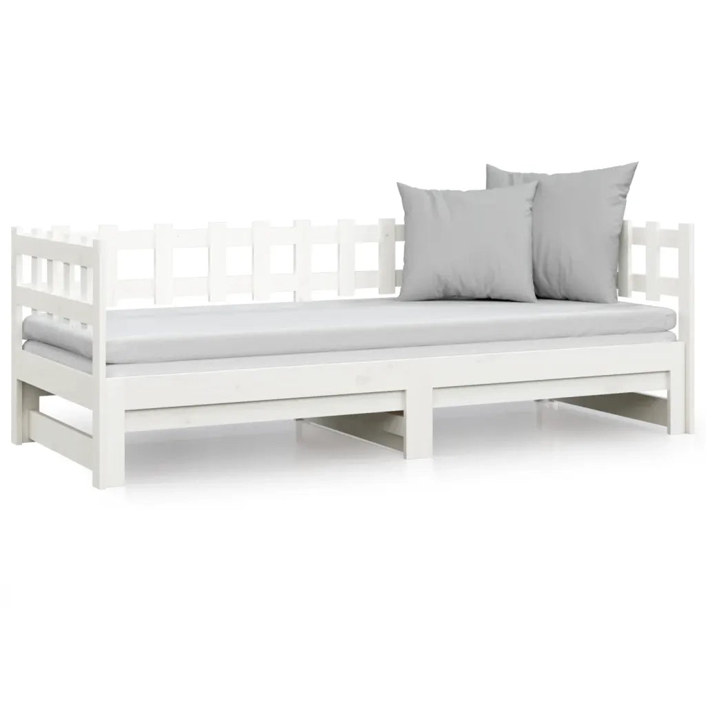 Dormeuse Estraibile Bianca 2x(90x190) cm Legno Massello di Pino 820777