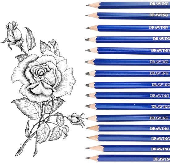 Set di matite da disegno 15 colori - Matite da schizzo - Disegno professionale - Durezze 14B a 4H - Per bambini e adulti - Effetto tridimensionale