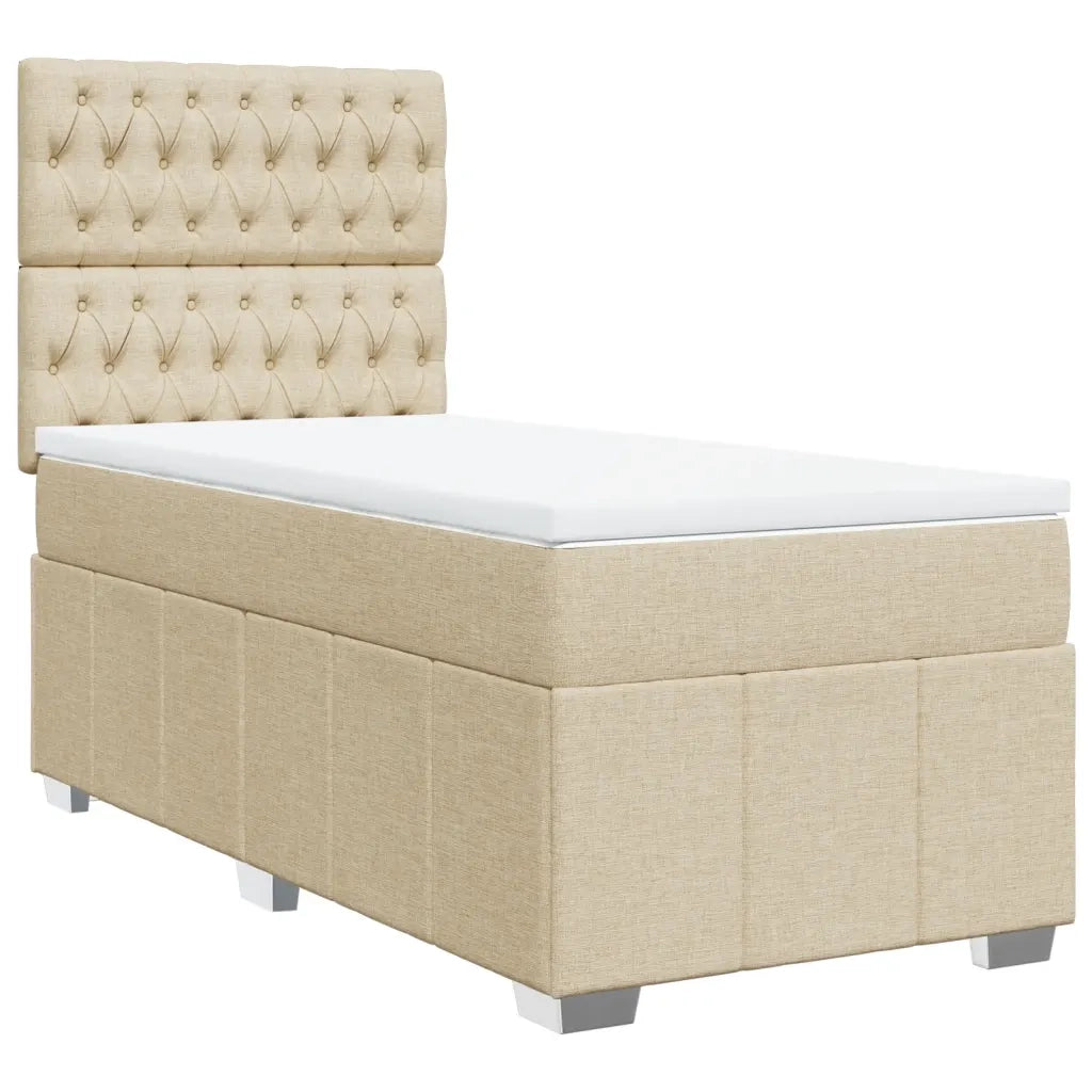 vidaXL Giroletto a Molle con Materasso Crema 100x200 cm in Tessuto