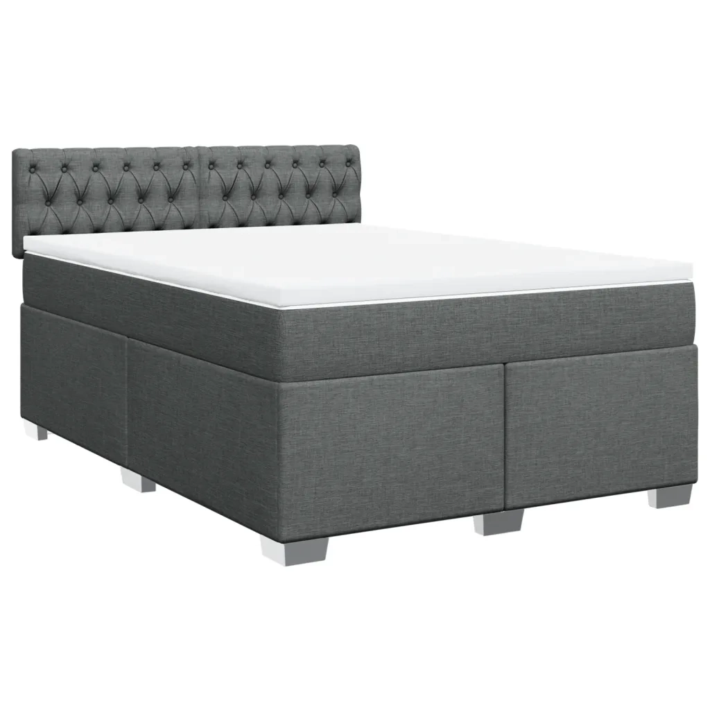 Giroletto a Molle con Materasso Grigio Scuro 160x200 cm Tessuto