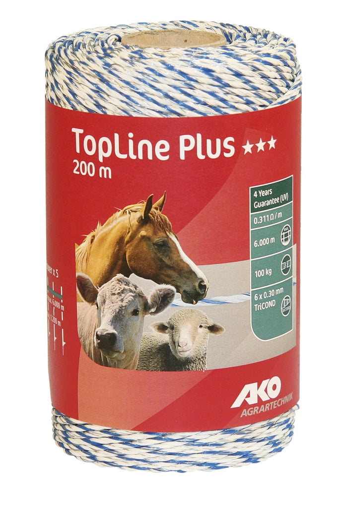 FILO ELETTRIFICATO TONDO PER RECINTO TOPLINE PLUS BIANCO/BLU mt. 200 fili 6