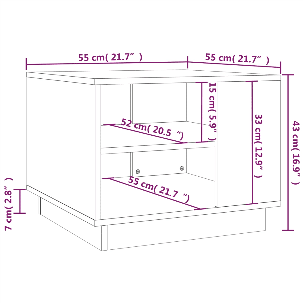 Tavolino da Salotto Rovere Sonoma 55x55x43 cm in Truciolato 810292