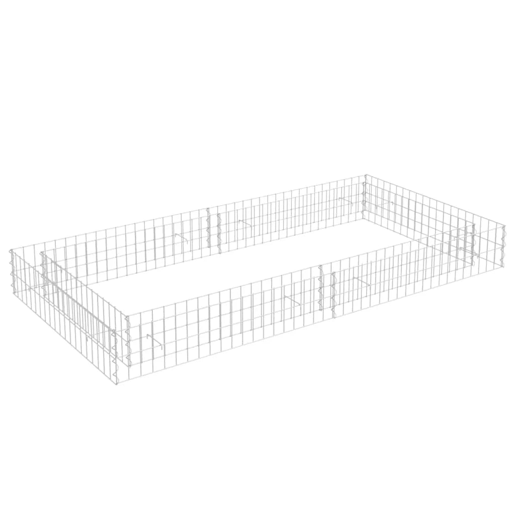 Aiuola rialzata in gabbione di acciaio zincato 200 x 100 x 20 cm Argento 02_0039893