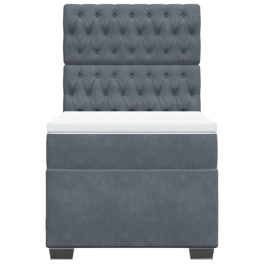 Giroletto a Molle con Materasso Grigio Scuro 90x200 cm Velluto