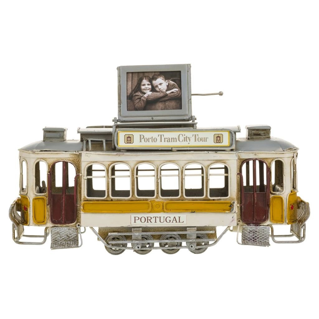 Portafoto in metallo tram 26x8x13h